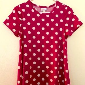 LuLaRoe Melissa Pink Polka Dot Sharkbite Top - XXS NWT